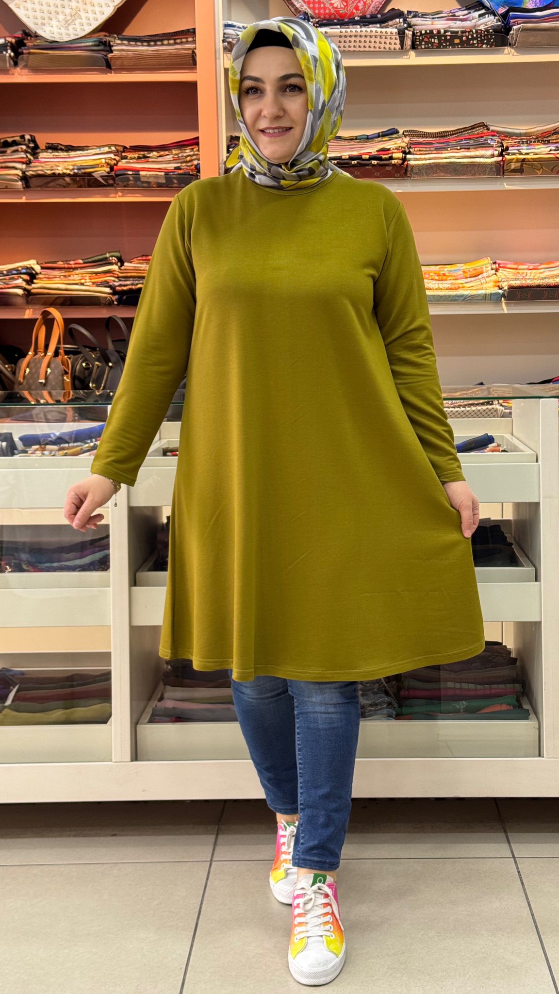 İnza Moda - Basic Tunik Yağ Yeşili/1360 