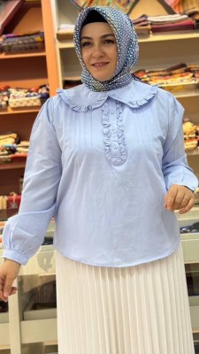 Bebe Yaka Fırfır Detaylı Tunik Bebe Mavi/3028 - Thumbnail