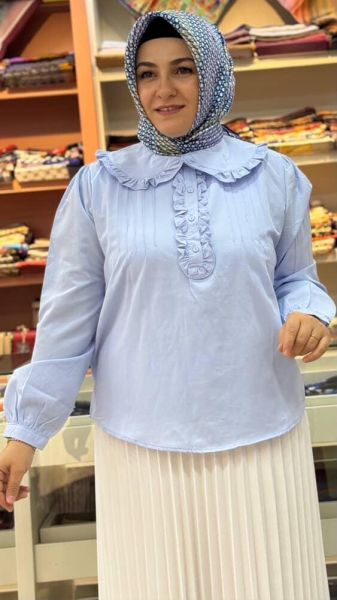 Bebe Yaka Fırfır Detaylı Tunik Bebe Mavi/3028
