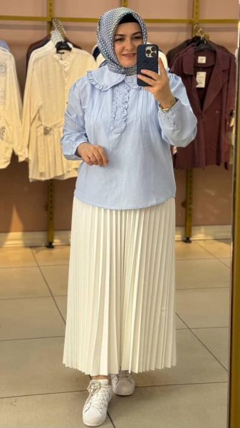 Bebe Yaka Fırfır Detaylı Tunik Bebe Mavi/3028