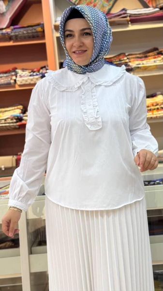Bebe Yaka Fırfır Detaylı Tunik Ekru/3028