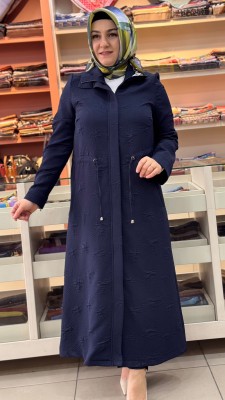 Belden Büzgü Detaylı Dik Yaka Kap Lacivert/4388 - Thumbnail