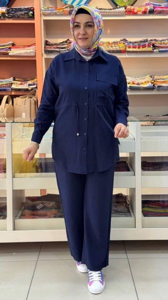Beli Bağlamalı Cep Detaylı Takım Lacivert/71283