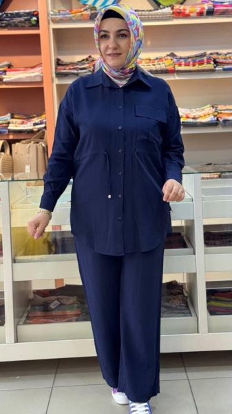 Beli Bağlamalı Cep Detaylı Takım Lacivert/71283
