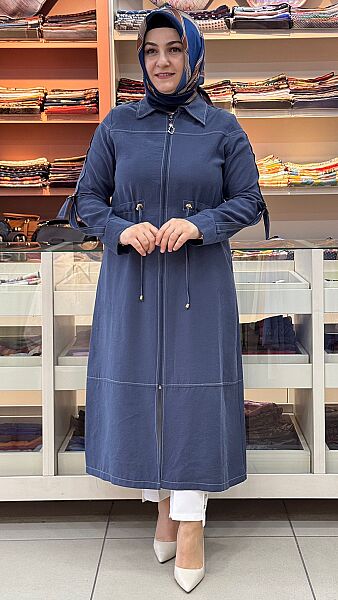 Beli Bağlamalı Fermuarlı Kap Mavi/4252