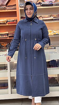 Beli Bağlamalı Fermuarlı Kap Mavi/4252 - Thumbnail