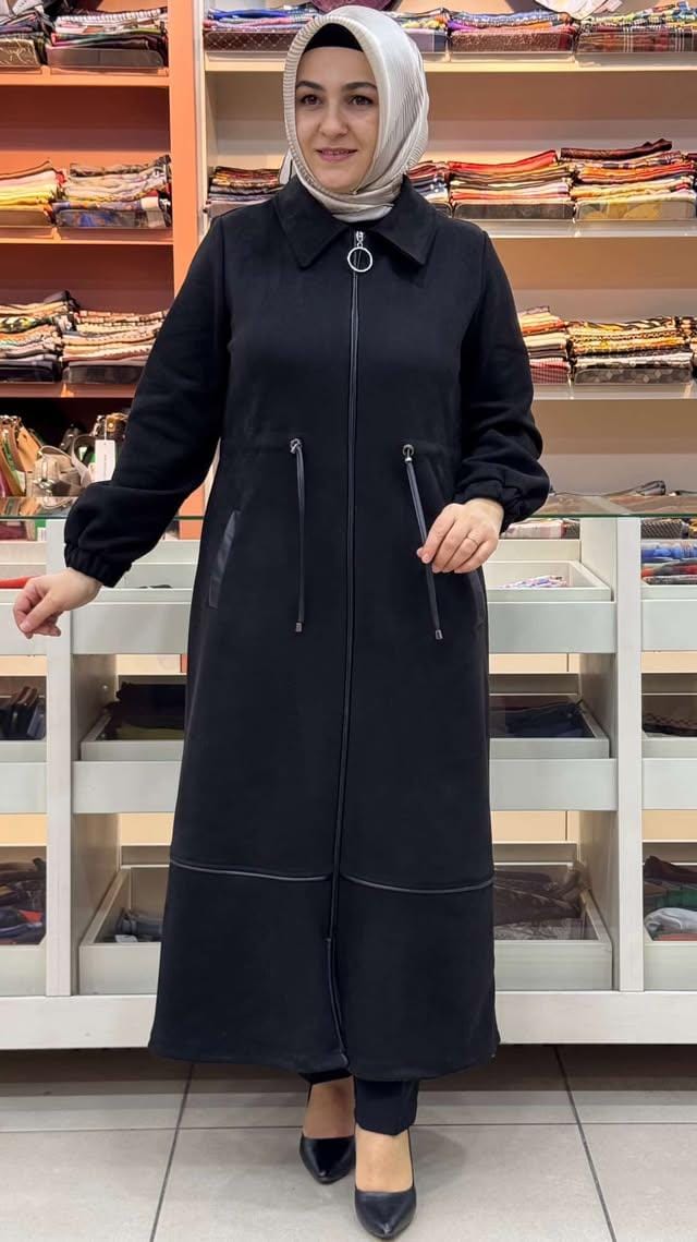 Berelance - Beli Büzgülü Deri Detaylı Süet Kap Siyah/7205