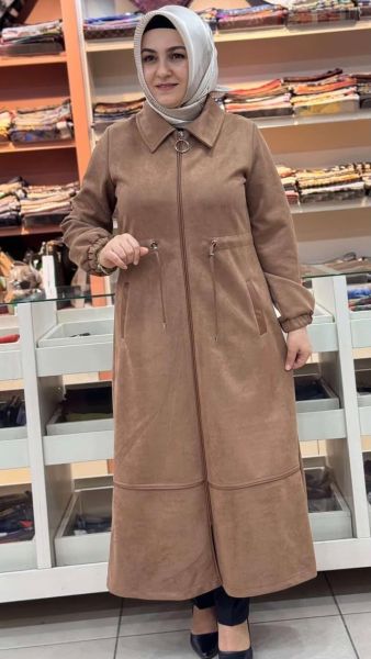 Beli Büzgülü Deri Detaylı Süet Kap Camel/7205