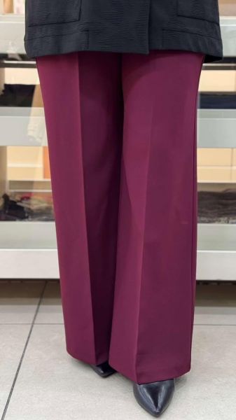Beli Lastikli Bol Paça Pantolon Bordo/1570