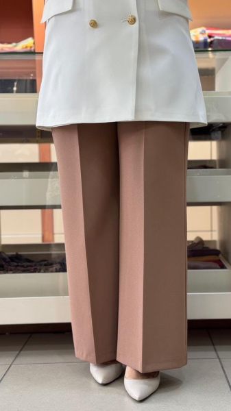 Beli Lastikli Bol Paça Pantolon Kapuçino/1570