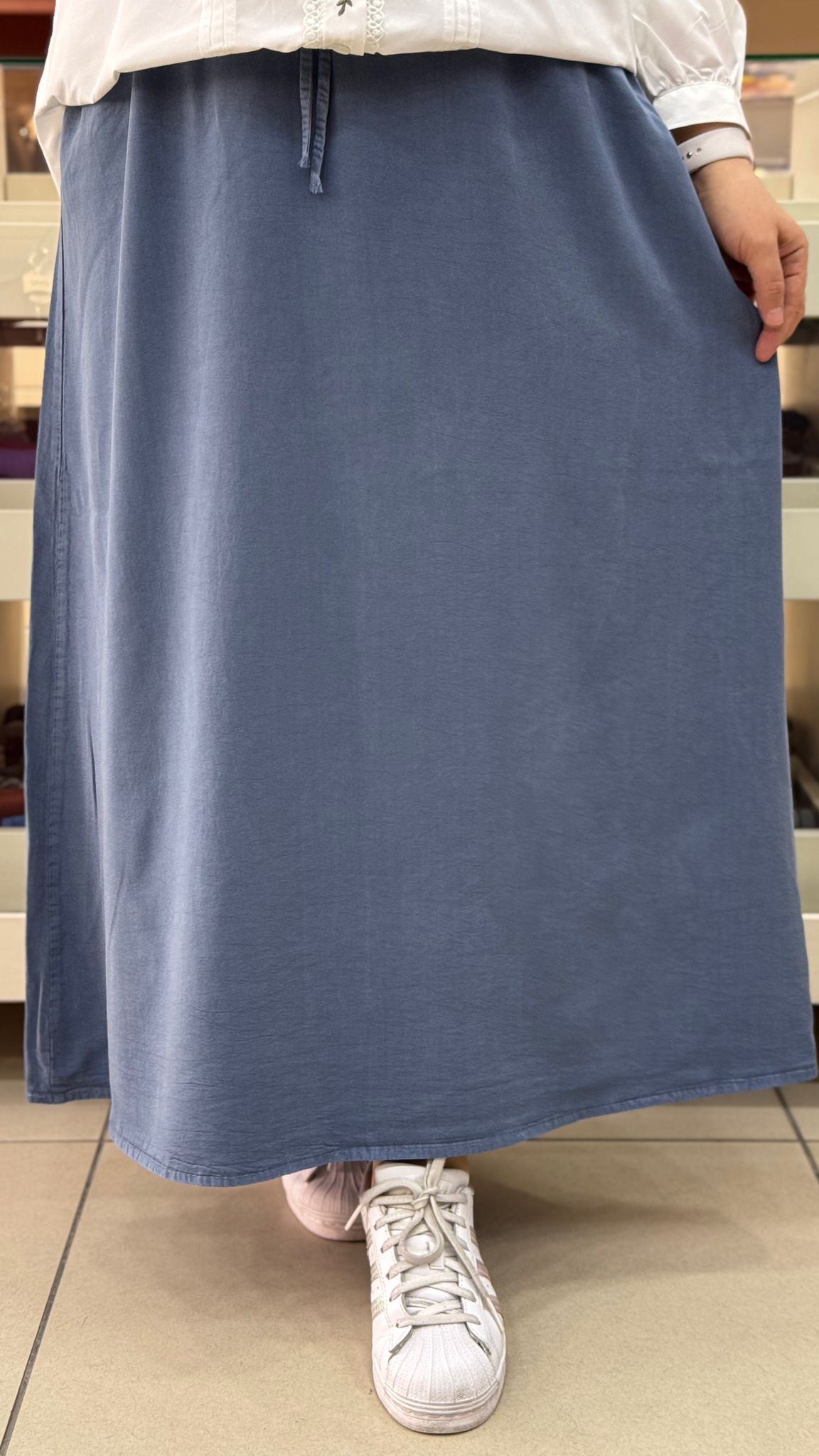 İnza Moda - Beli Lastikli Cepli Etek Mavi/1963 