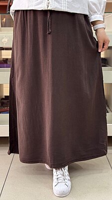 İnza Moda - Beli Lastikli Cepli Etek Kahverengi/1963 