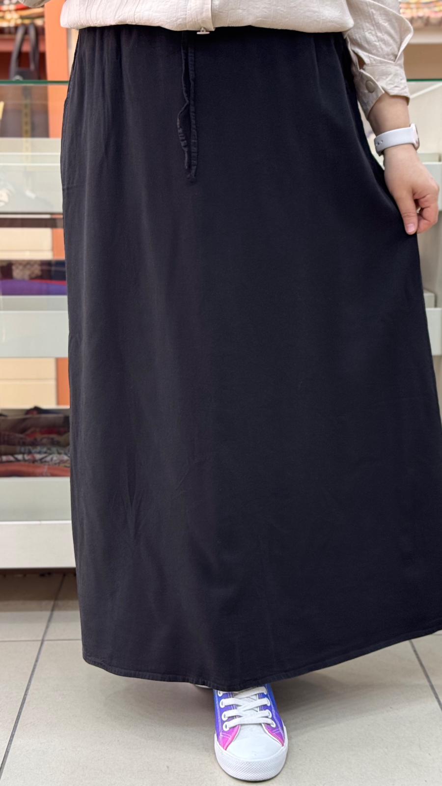 İnza Moda - Beli Lastikli Cepli Etek Siyah/1963 