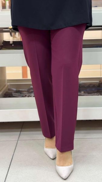 Beli Lastikli Dar Paça Pantolon Bordo/1578