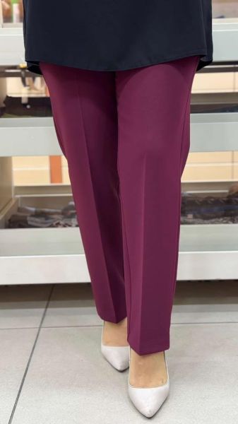 Beli Lastikli Dar Paça Pantolon Bordo/1578