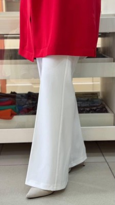 Beli Lastikli İspanyol Paça Pantolon Ekru/1592 - Thumbnail