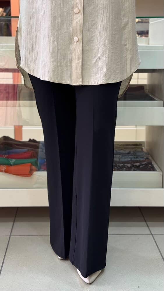 FAMELİN - Beli Lastikli İspanyol Paça Pantolon Siyah /1592