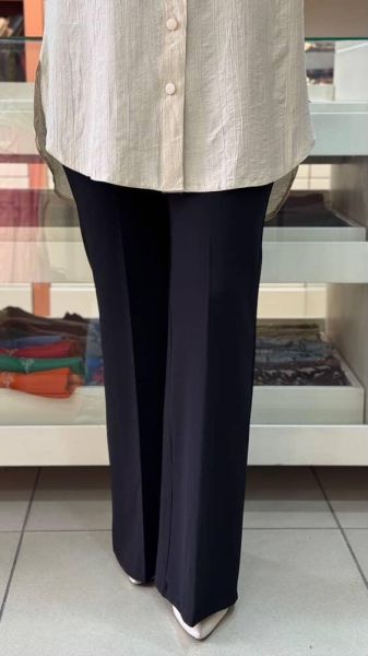 Beli Lastikli İspanyol Paça Pantolon Siyah /1592