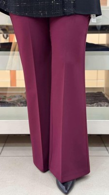 FAMELİN - Beli Lastikli İspanyol Paça Pantolon Bordo/1592