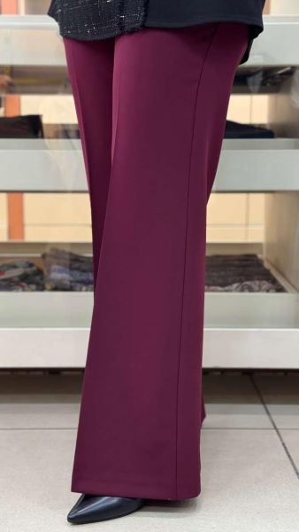 Beli Lastikli İspanyol Paça Pantolon Bordo/1592