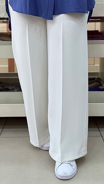 Bol Paça Dökümlü Pantolon Ekru / 1050