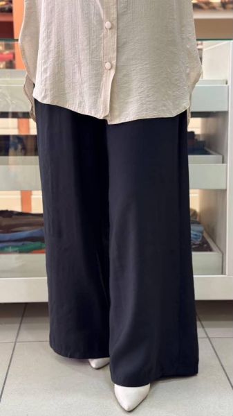 Beli Lastikli Bol Paça Pantolon Siyah/20646