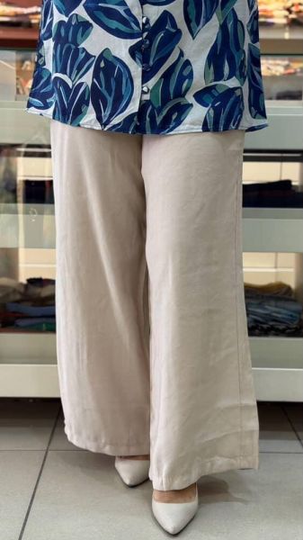 Beli Lastikli Bol Paça Pantolon Taş/20646