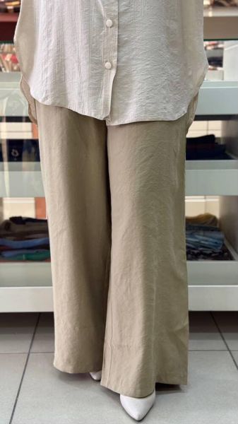Beli Lastikli Bol Paça Pantolon Yeşil/20646