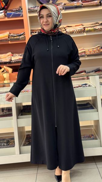 Boncuk Detaylı Giyçık Kap Siyah/1308