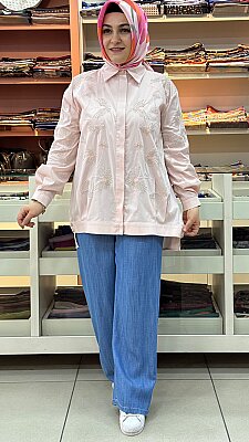 TIĞ TRİKO - Boncuk Nakışlı Tunik Pembe/40301