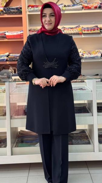 Boncuklu Takım Siyah/6134