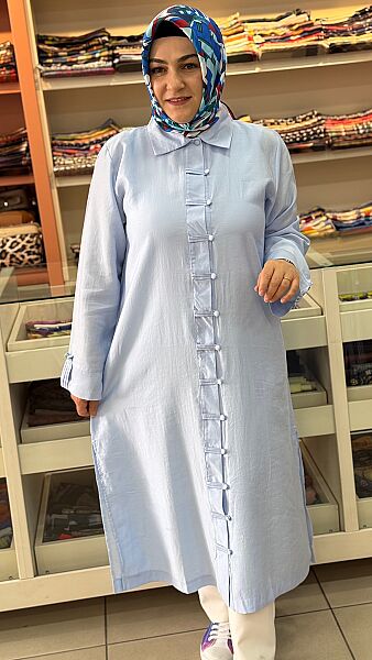 Brit Detaylı Uzun Tunik Mavi/ 3404