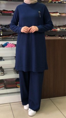  - Bürümcük Pantolonlu Takım Saks/6032