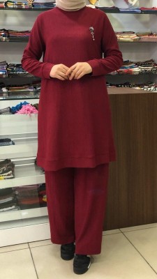  - Bürümcük Pantolonlu Takım Bordo/6032