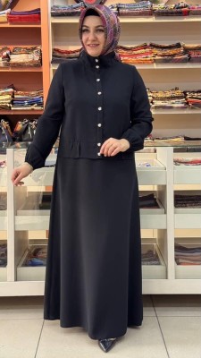 Esswap - Büzgü Ve Düğme Detyalı Ceketli Takım Siyah/27140
