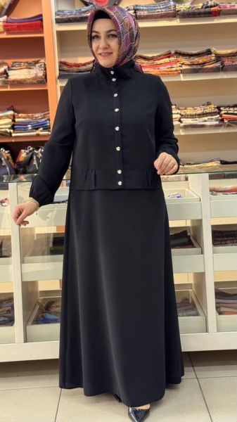 Büzgü Ve Düğme Detyalı Ceketli Takım Siyah/27140