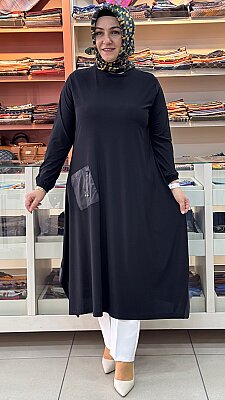 Şura - Cebi Aksesuarlı Tunik Siyah/3267