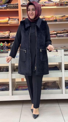 Cebi Fermuarlı Yelek Siyah/7016 - Thumbnail