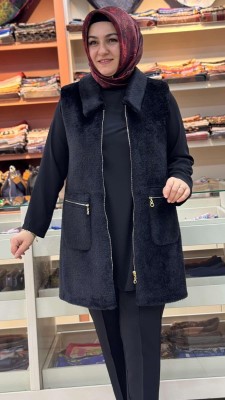 Cebi Fermuarlı Yelek Siyah/7016 - Thumbnail