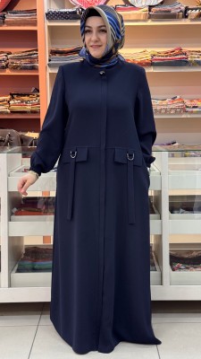 sar moda - Cebi Kapaklı Ferace Lacivert/90231