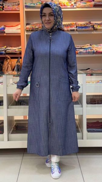 Cebi Metal Detaylı Tencel Kap Mavi/1424