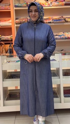 Cebi Metal Detaylı Tencel Kap Mavi/1424 - Thumbnail