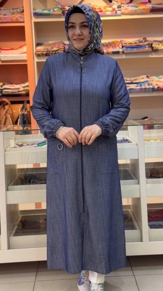 Cebi Metal Detaylı Tencel Kap Mavi/1424