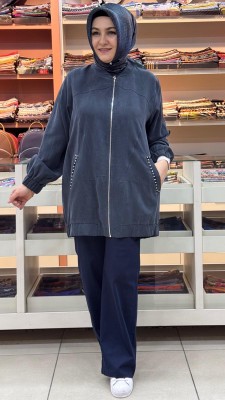 Cebi Taş Detaylı Cupra Kumaş Kap Antrasit/15258 - Thumbnail