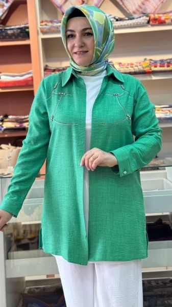 Ceketi Taş Detaylı İçli Dışlı Takım Benotton Yeşili/3703