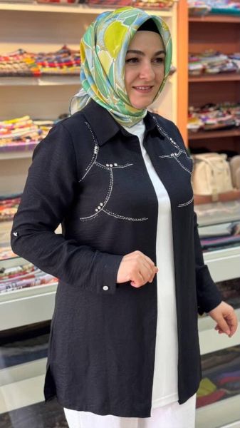 Ceketi Taş Detaylı İçli Dışlı Takım Siyah/3703