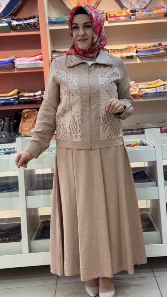 Ceketi Taş İşlemeli Tül Detaylı Etekli Takım Taş/10101