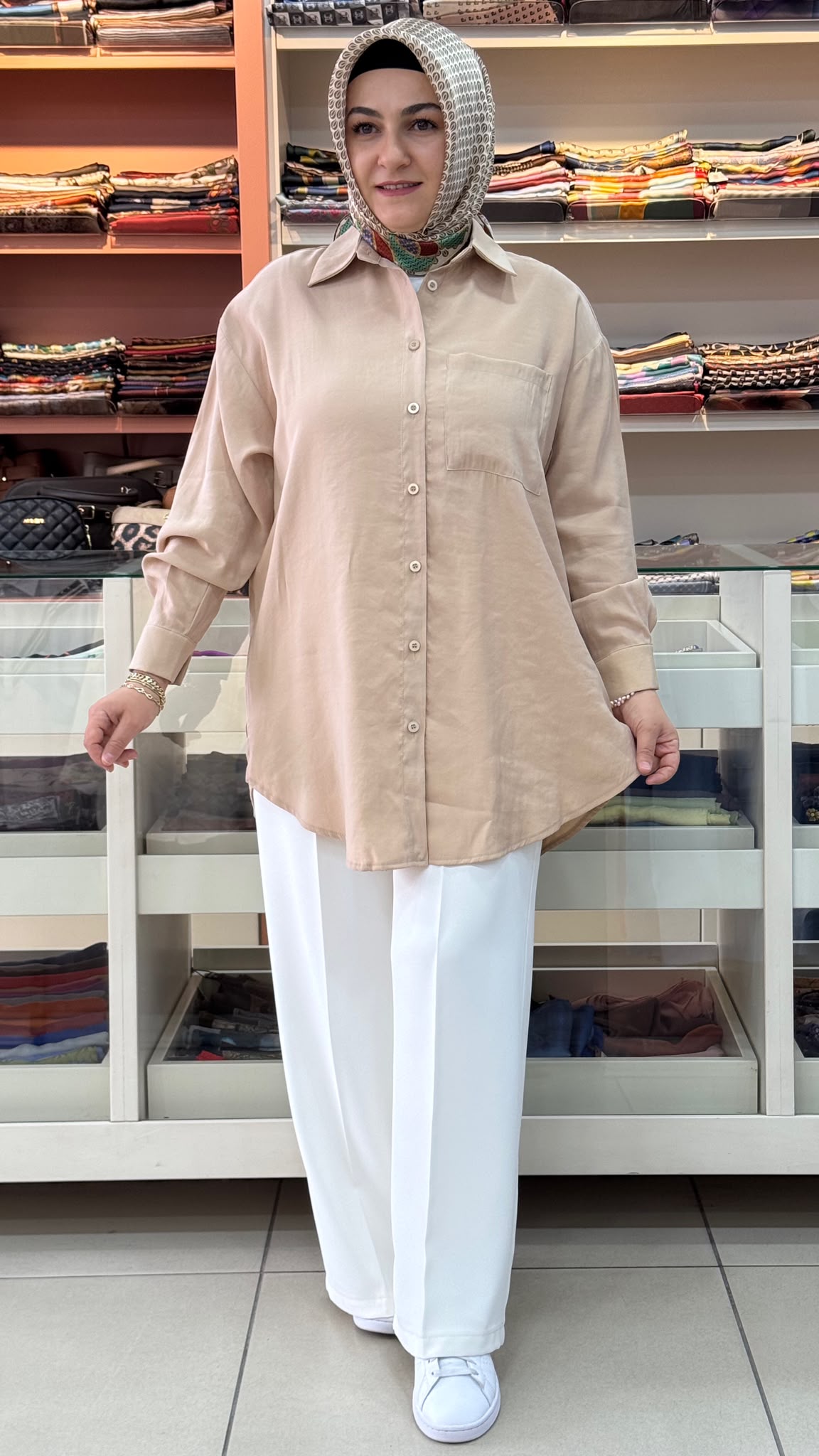Puane - Cep Detaylı Basic Tunik Bej / 10677
