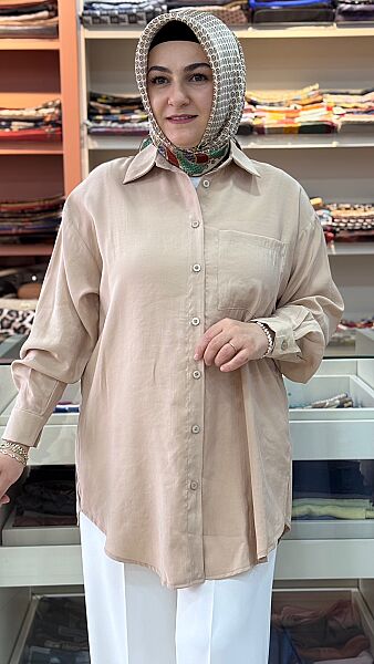 Cep Detaylı Basic Tunik Bej / 10677
