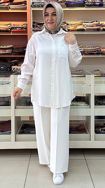 Cep Detaylı Basic Tunik Ekru / 10677